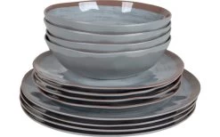 Bo-Camp Melamin Geschirr Set 12-tlg. Blau / Braun